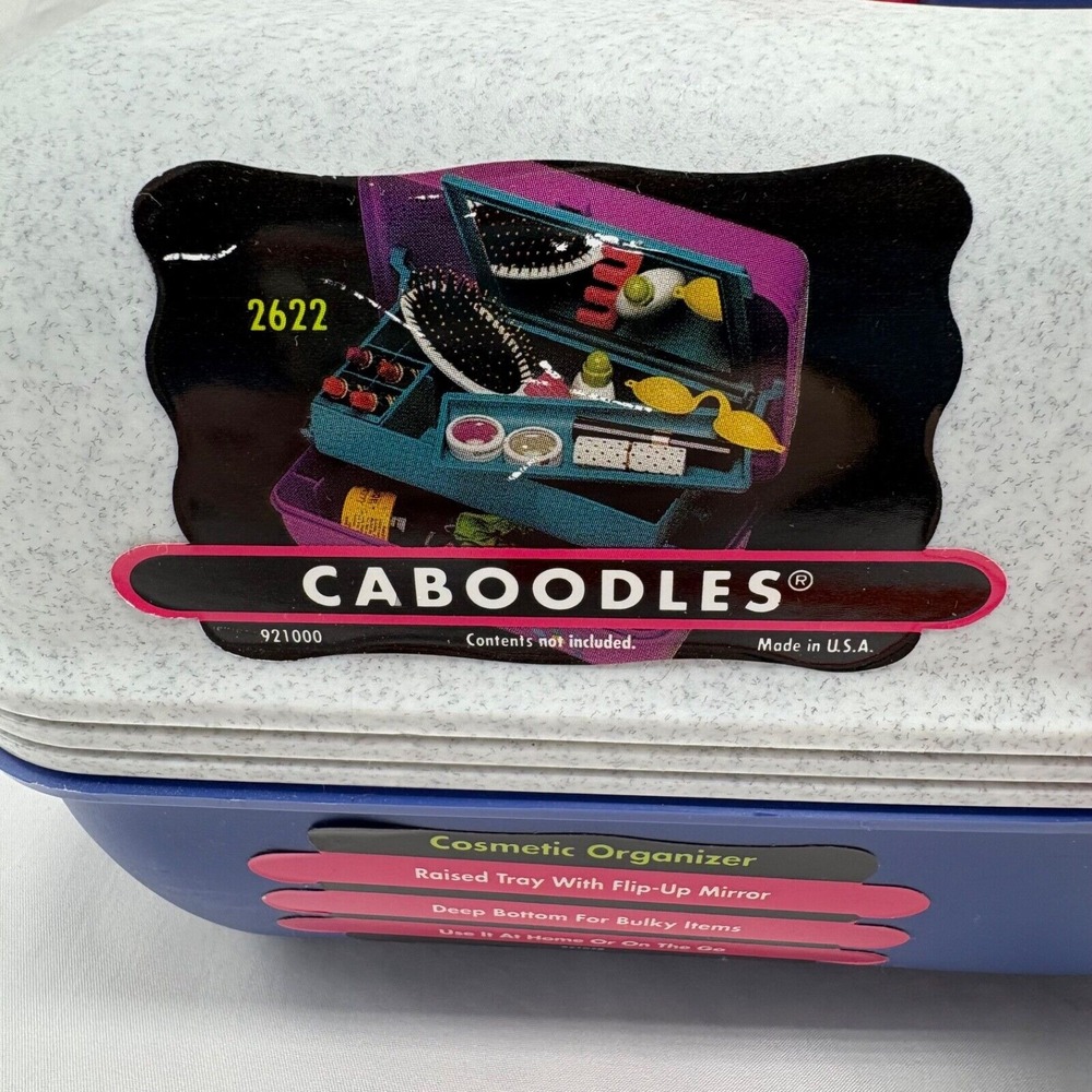 Vintage Caboodles Make Up Storage‎ Organizer Hard Case Mirror 2622 Gray Purple - Picture 4 of 12